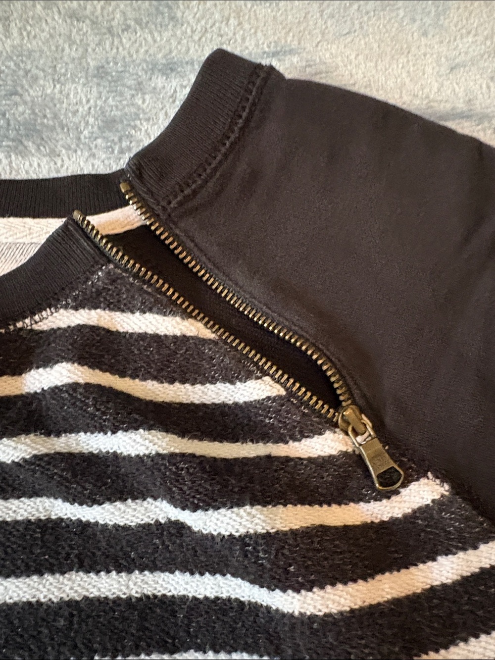 Ralph Lauren Black and White Striped Raglan Sweatshirt with Zip - Picture 5 of 10